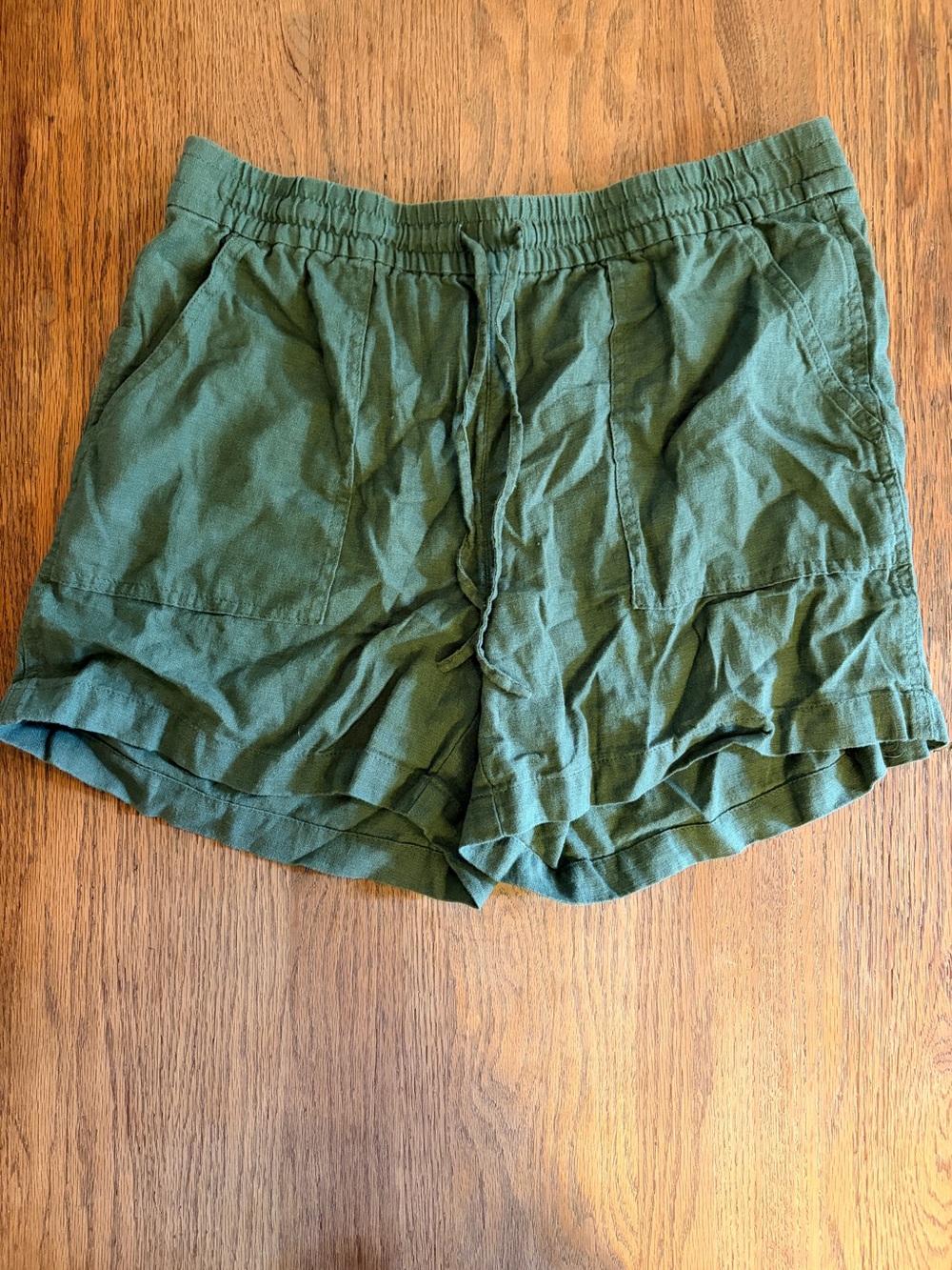 Women’s Olive Drawstring Linen-Blend J. Crew Shorts sz S